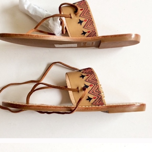 Soludos embroidered lace up leather sandals size 9 (boho, festival, summer) - Picture 4 of 9